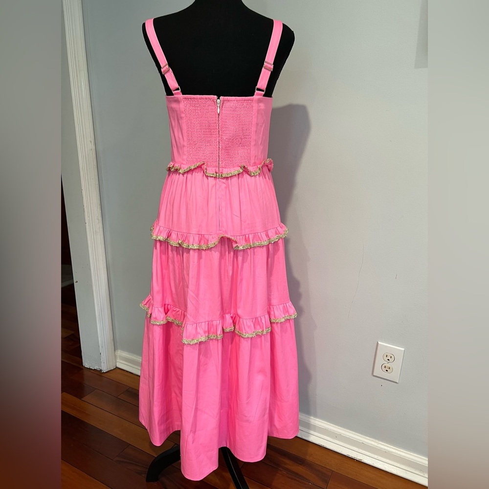 NWT Lilly Pulitzer ❤️‍🔥SAMPLE ❤️‍🔥 luxurious hot pink golden detail Dress ⭐️ - Picture 7 of 16